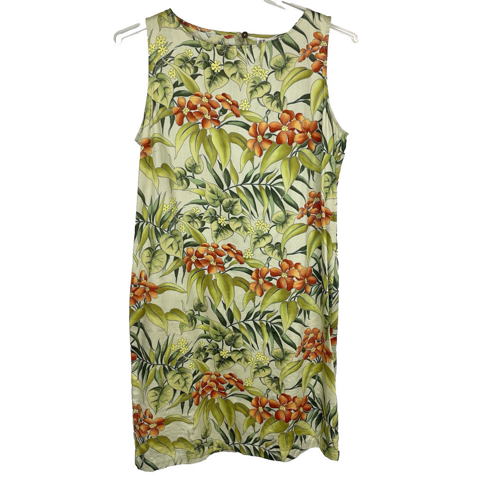 Pataloha Patagonia Hawaiian Dress Women Size 14 Green Floral Tropical Resort NWT